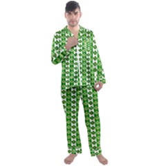 Clover Leaf Shamrock St Patricks Day Men s Long Sleeve Satin Pajamas Set