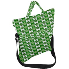 Clover Leaf Shamrock St Patricks Day Fold Over Handle Tote Bag