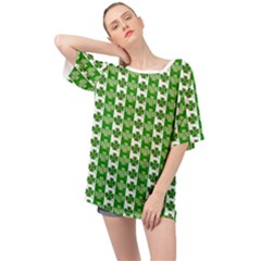 Clover Leaf Shamrock St Patricks Day Oversized Chiffon Top