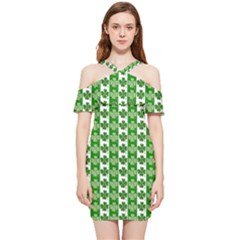 Clover Leaf Shamrock St Patricks Day Shoulder Frill Bodycon Summer Dress