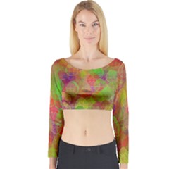 Easter Egg Colorful Texture Long Sleeve Crop Top by Dutashop