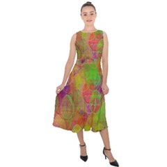 Easter Egg Colorful Texture Midi Tie-back Chiffon Dress by Dutashop