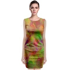 Easter Egg Colorful Texture Sleeveless Velvet Midi Dress by Dutashop