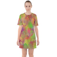 Easter Egg Colorful Texture Sixties Short Sleeve Mini Dress by Dutashop