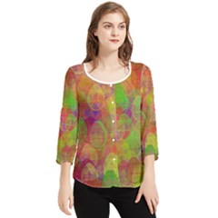 Easter Egg Colorful Texture Chiffon Quarter Sleeve Blouse by Dutashop