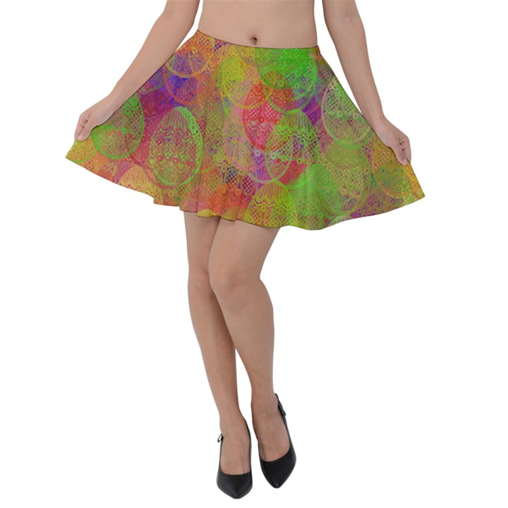 Easter Egg Colorful Texture Velvet Skater Skirt