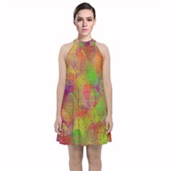 Easter Egg Colorful Texture Velvet Halter Neckline Dress  by Dutashop