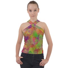 Easter Egg Colorful Texture Cross Neck Velour Top by Dutashop