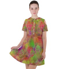 Easter Egg Colorful Texture Short Sleeve Shoulder Cut Out Dress 