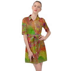 Easter Egg Colorful Texture Belted Shirt Dress