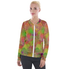 Easter Egg Colorful Texture Velvet Zip Up Jacket by Dutashop