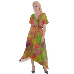 Easter Egg Colorful Texture Cross Front Sharkbite Hem Maxi Dress