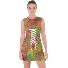 Easter Egg Colorful Texture Lace Up Front Bodycon Dress by Dutashop