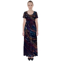 Abstract Art High Waist Short Sleeve Maxi Dress