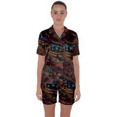 Abstract Art Satin Short Sleeve Pajamas Set