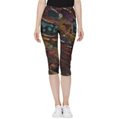 Abstract Art Inside Out Lightweight Velour Capri Leggings 