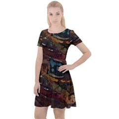 Abstract Art Cap Sleeve Velour Dress  by Dutashop