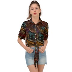 Abstract Art Tie Front Shirt 