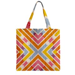 Line Pattern Cross Print Repeat Zipper Grocery Tote Bag by Dutashop