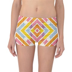 Line Pattern Cross Print Repeat Reversible Boyleg Bikini Bottoms