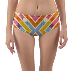 Line Pattern Cross Print Repeat Reversible Mid-waist Bikini Bottoms by Dutashop