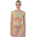 Line Pattern Cross Print Repeat Racer Back Bikini Set View1