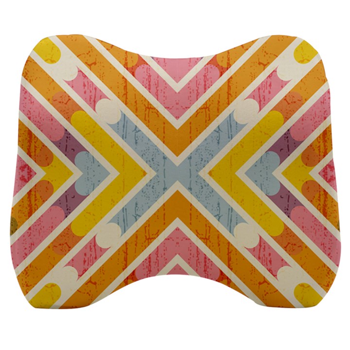 Line Pattern Cross Print Repeat Velour Head Support Cushion