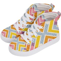 Line Pattern Cross Print Repeat Kids  Hi-top Skate Sneakers