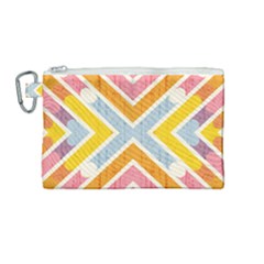 Line Pattern Cross Print Repeat Canvas Cosmetic Bag (medium) by Dutashop