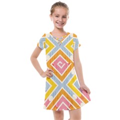 Line Pattern Cross Print Repeat Kids  Cross Web Dress