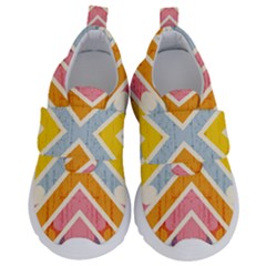 Line Pattern Cross Print Repeat Kids  Velcro No Lace Shoes