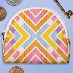 Line Pattern Cross Print Repeat Horseshoe Style Canvas Pouch