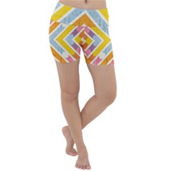 Line Pattern Cross Print Repeat Lightweight Velour Yoga Shorts by Dutashop