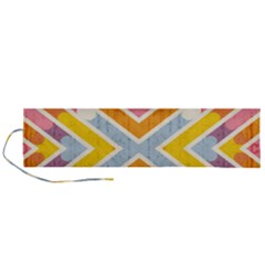 Line Pattern Cross Print Repeat Roll Up Canvas Pencil Holder (l)