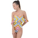 Line Pattern Cross Print Repeat Drape Piece Swimsuit View1