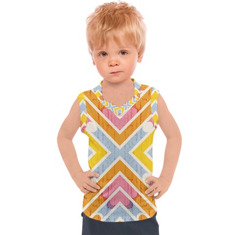 Line Pattern Cross Print Repeat Kids  Sport Tank Top by Dutashop