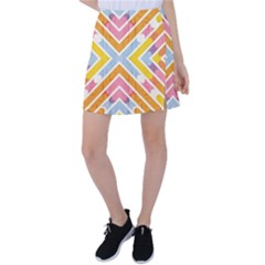 Line Pattern Cross Print Repeat Tennis Skirt by Dutashop