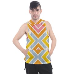 Line Pattern Cross Print Repeat Men s Sleeveless Hoodie by Dutashop