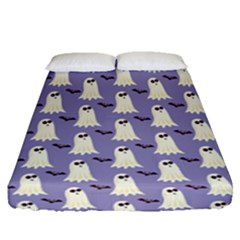 Halloween Ghost Bat Fitted Sheet (queen Size) by Dutashop