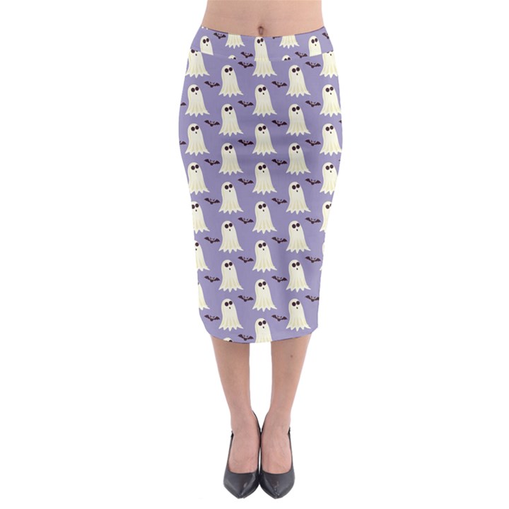 Halloween Ghost Bat Midi Pencil Skirt