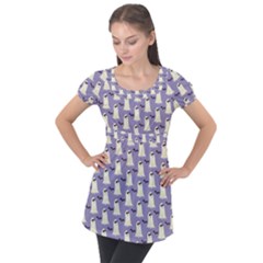 Halloween Ghost Bat Puff Sleeve Tunic Top by Dutashop