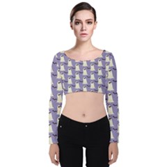 Halloween Ghost Bat Velvet Long Sleeve Crop Top