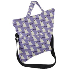 Halloween Ghost Bat Fold Over Handle Tote Bag by Dutashop