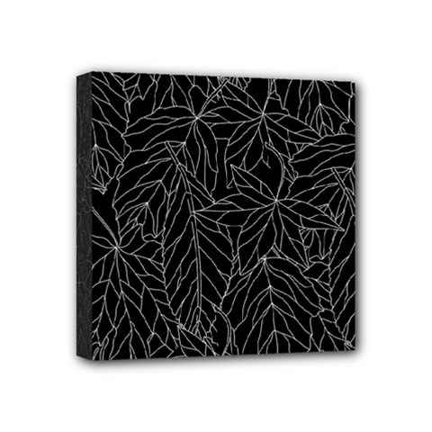 Autumn Leaves Black Mini Canvas 4  X 4  (stretched)