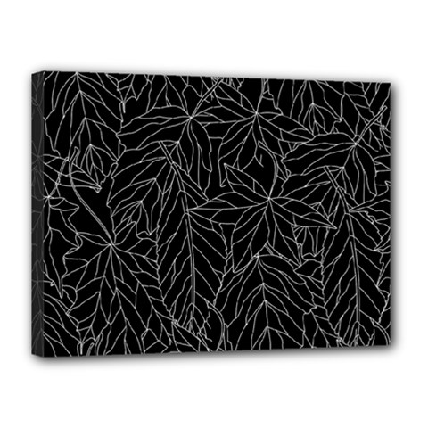 Autumn Leaves Black Canvas 16  X 12  (stretched) by Dutashop