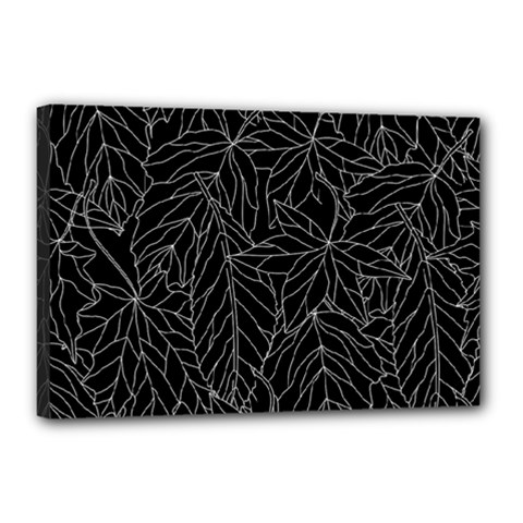 Autumn Leaves Black Canvas 18  X 12  (stretched) by Dutashop