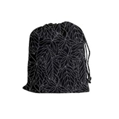 Autumn Leaves Black Drawstring Pouch (large)