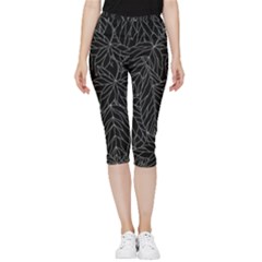 Autumn Leaves Black Inside Out Lightweight Velour Capri Leggings 