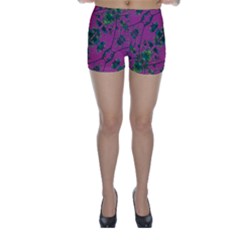 Modern Floral Collage Print Pattern Skinny Shorts by dflcprintsclothing