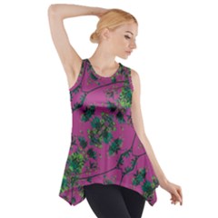 Modern Floral Collage Print Pattern Side Drop Tank Tunic by dflcprintsclothing